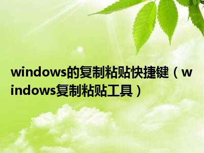 windows的复制粘贴快捷键（windows复制粘贴工具）