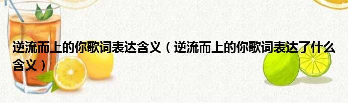 逆流而上的你歌词表达含义（逆流而上的你歌词表达了什么含义）