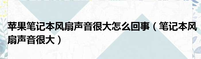 苹果笔记本风扇声音很大怎么回事（笔记本风扇声音很大）