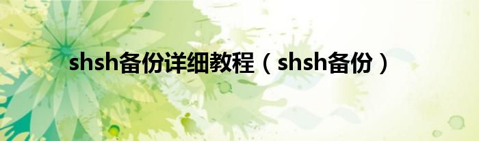  shsh备份详细教程（shsh备份）