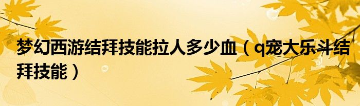  梦幻西游结拜技能拉人多少血（q宠大乐斗结拜技能）