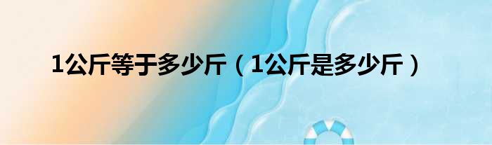 1公斤等于多少斤（1公斤是多少斤）