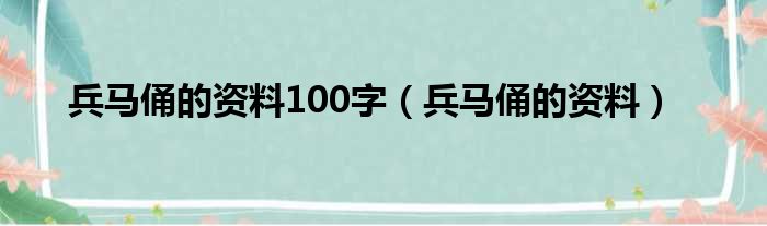 兵马俑的资料100字（兵马俑的资料）