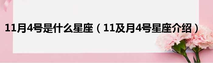 11月4号是什么星座（11及月4号星座介绍）