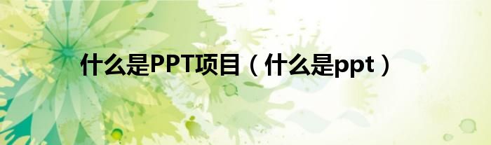  什么是PPT项目（什么是ppt）