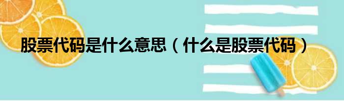 股票代码是什么意思（什么是股票代码）