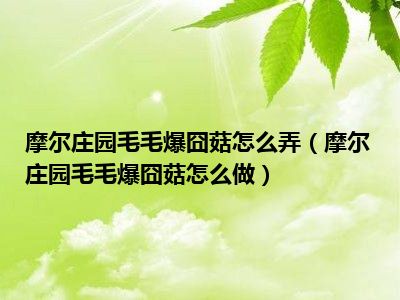 摩尔庄园毛毛爆囧菇怎么弄（摩尔庄园毛毛爆囧菇怎么做）