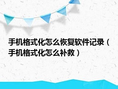 手机格式化怎么恢复软件记录（手机格式化怎么补救）