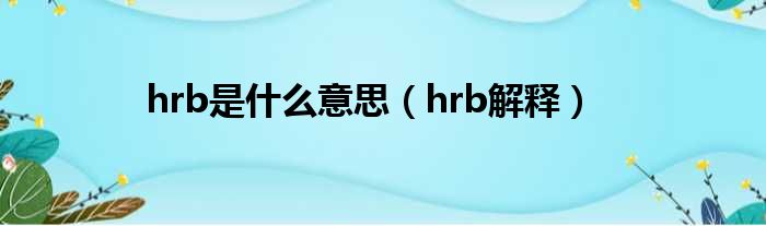 hrb是什么意思（hrb解释）