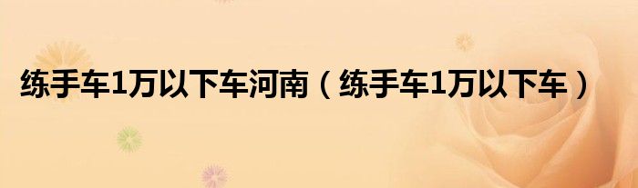  练手车1万以下车河南（练手车1万以下车）