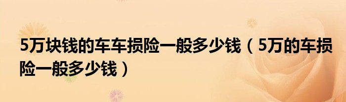  5万块钱的车车损险一般多少钱（5万的车损险一般多少钱）