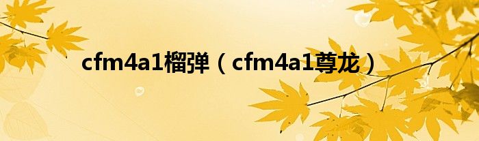  cfm4a1榴弹（cfm4a1尊龙）