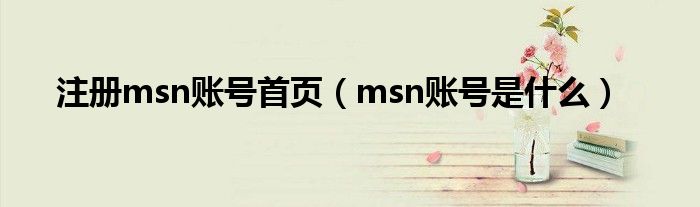  注册msn账号首页（msn账号是什么）