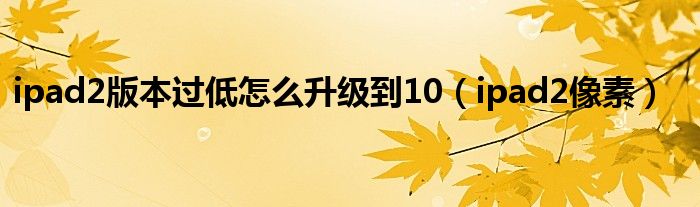  ipad2版本过低怎么升级到10（ipad2像素）