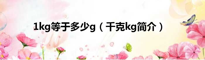 1kg等于多少g（千克kg简介）