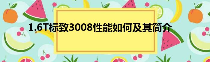 1.6T标致3008性能如何及其简介