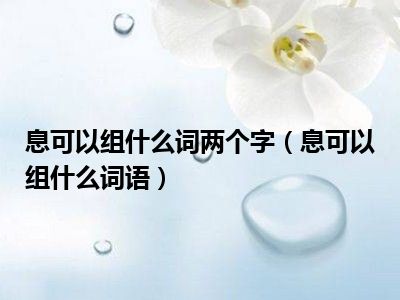 息可以组什么词两个字（息可以组什么词语）