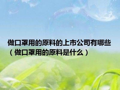 做口罩用的原料的上市公司有哪些（做口罩用的原料是什么）