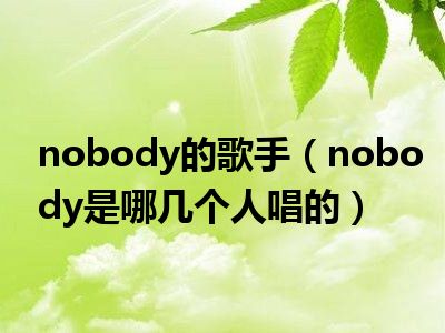 nobody的歌手（nobody是哪几个人唱的）