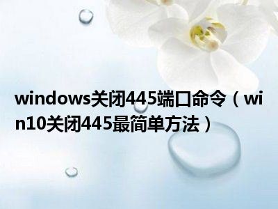 windows关闭445端口命令（win10关闭445最简单方法）