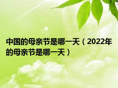 中国的母亲节是哪一天（2022年的母亲节是哪一天）