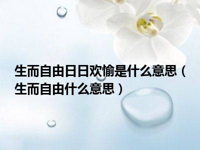 生而自由日日欢愉是什么意思（生而自由什么意思）