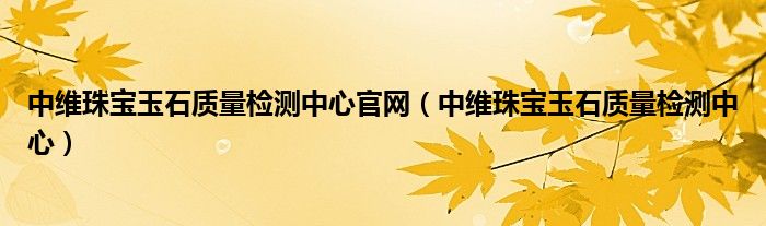  中维珠宝玉石质量检测中心官网（中维珠宝玉石质量检测中心）