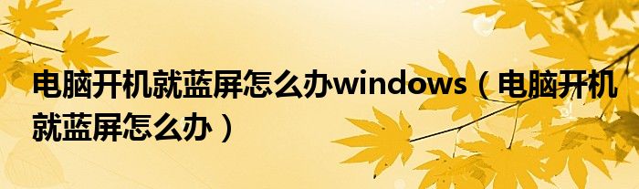  电脑开机就蓝屏怎么办windows（电脑开机就蓝屏怎么办）