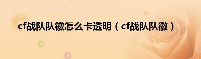  cf战队队徽怎么卡透明（cf战队队徽）