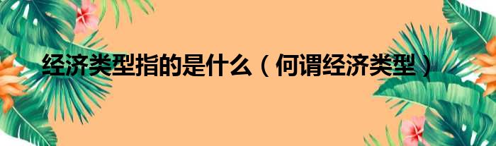 经济类型指的是什么（何谓经济类型）