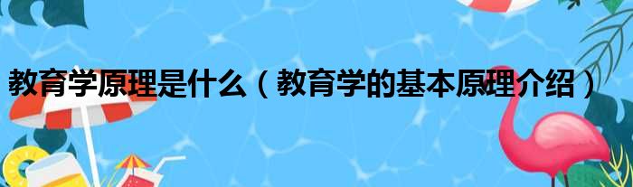 教育学原理是什么（教育学的基本原理介绍）