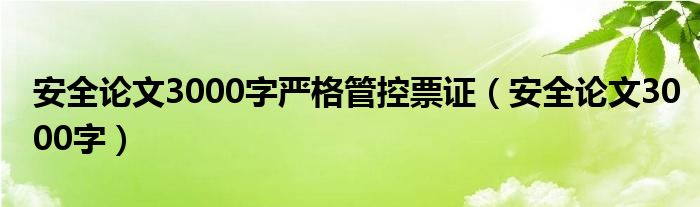  安全论文3000字严格管控票证（安全论文3000字）