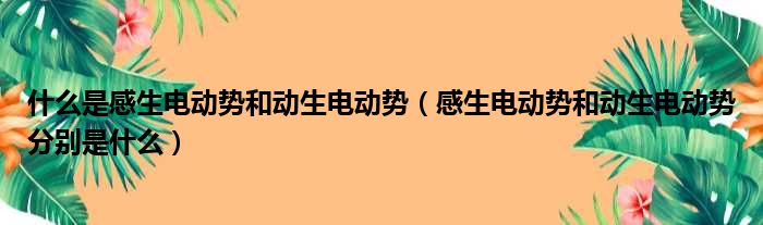 什么是感生电动势和动生电动势（感生电动势和动生电动势分别是什么）