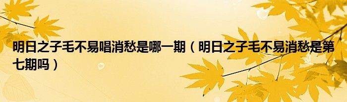 明日之子毛不易唱消愁是哪一期（明日之子毛不易消愁是第七期吗）