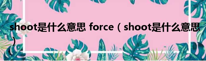 shoot是什么意思 force（shoot是什么意思）