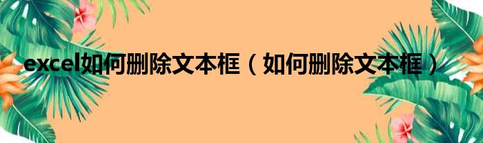 excel如何删除文本框（如何删除文本框）