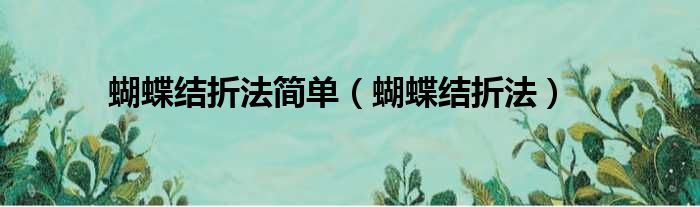 蝴蝶结折法简单（蝴蝶结折法）