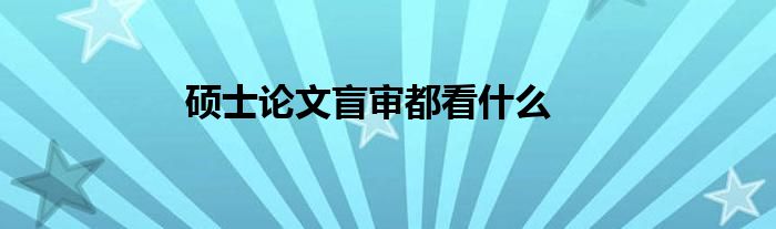  硕士论文盲审都看什么