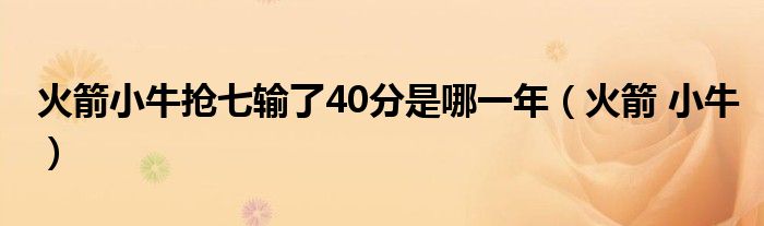  火箭小牛抢七输了40分是哪一年（火箭 小牛）