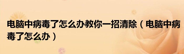  电脑中病毒了怎么办教你一招清除（电脑中病毒了怎么办）