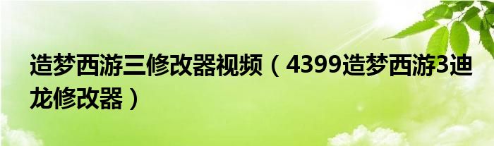  造梦西游三修改器视频（4399造梦西游3迪龙修改器）