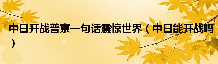  中日开战普京一句话震惊世界（中日能开战吗）