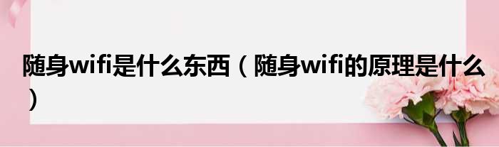 随身wifi是什么东西（随身wifi的原理是什么）