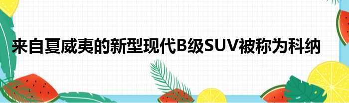 来自夏威夷的新型现代B级SUV被称为科纳