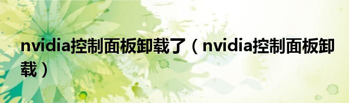  nvidia控制面板卸载了（nvidia控制面板卸载）