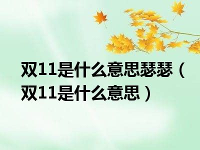 双11是什么意思瑟瑟（双11是什么意思）