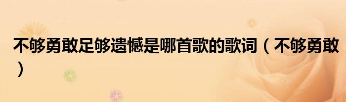  不够勇敢足够遗憾是哪首歌的歌词（不够勇敢）