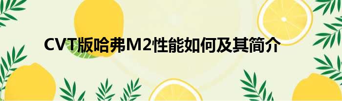 CVT版哈弗M2性能如何及其简介