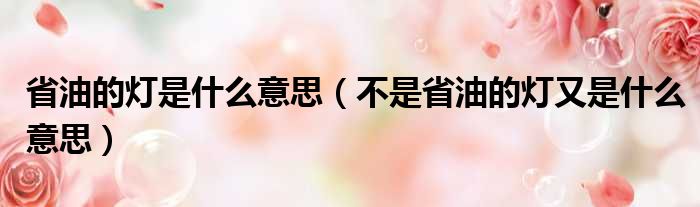 省油的灯是什么意思（不是省油的灯又是什么意思）