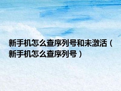 新手机怎么查序列号和未激活（新手机怎么查序列号）